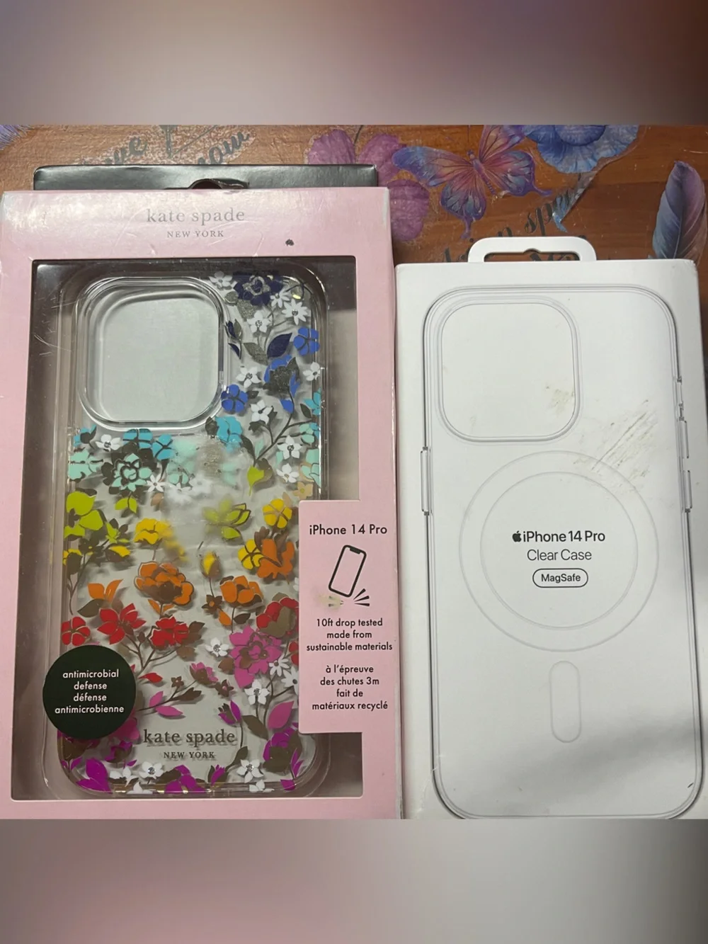 Kate spade Floral Case Multicolor Flowers & Apple clear case IPhone 14Pro set